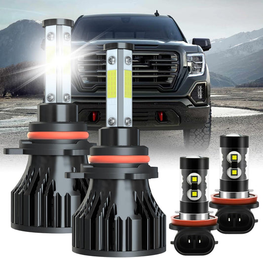 Dedicated Bulbs fit for GMC Acadia 2013-2019,9012 Hi/Lo Headlight Bulbs+H11 Fog Light,500% Brightness 6000K 30000LM 80W Light Bulbs,Plug and Play,Replacement Bulbs,IP68,4PCS