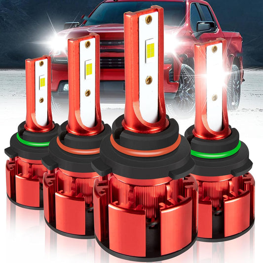 Fit for Chevrolet Chevy Silverado 1500 2500 3500 1999-2006 Headlight Bulbs, 9005 9006 Headlights High&Low Beam, 500% Brightness 9005 9006 Light Bulbs, 6500K 9005 9006 Lights, 4pcs