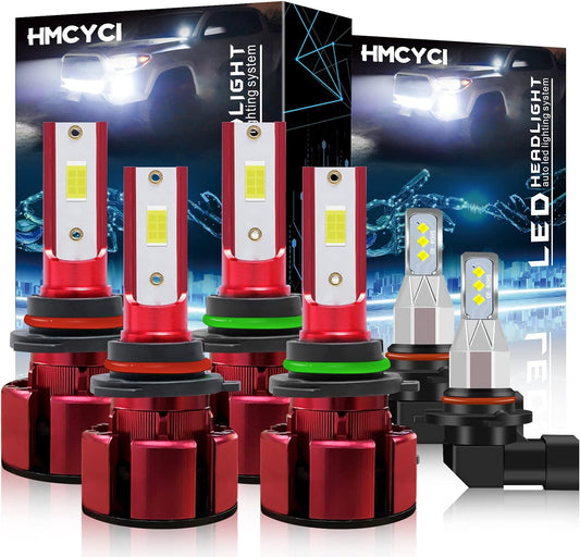 LED Headlight Bulbs Combo Fit For GMC Sierra 1500 2500 3500 2003 2004 2005 2006,9005 High Beam + 9006 Low Beam + 9145 Fog Lights,Super Bright Cool White,Plug and Play,Pack of 6