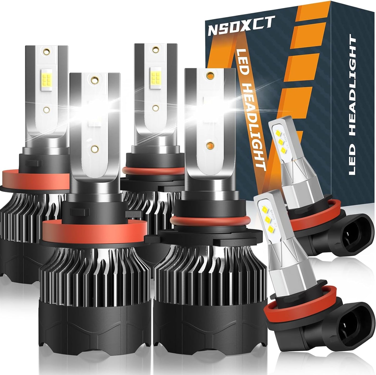 Fit For Lexus ES350 2007 2008 2009 Led Headlight Bulbs, 9005 High Beam+H7 Low Beam Led Bulbs+9006 LED Fog Light Bulbs Kit 36000LM 500% Brightness 6000K Cool White Headlight Bulbs, 6PCS