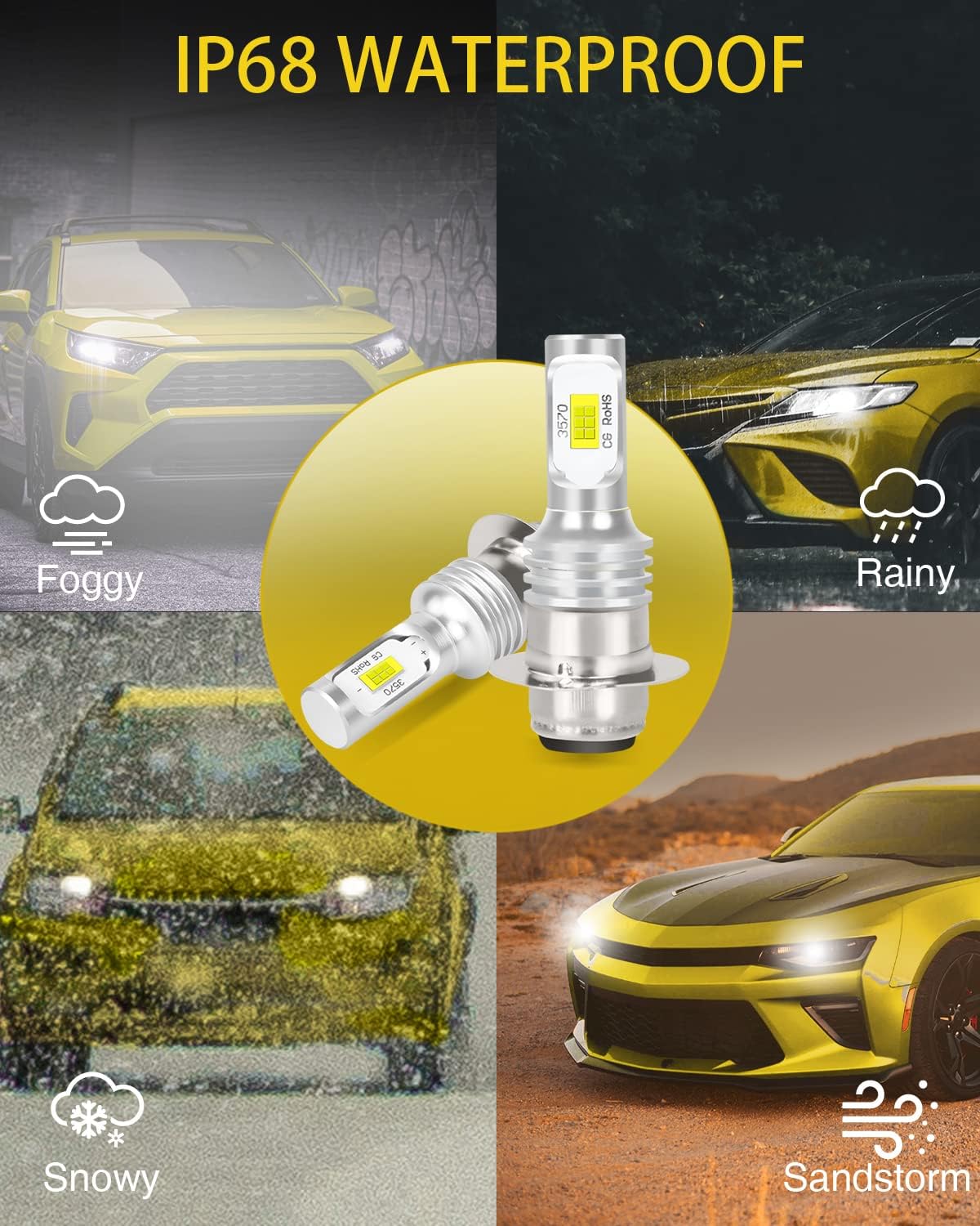 H6M LED Bulbs Fit for Kubota L3000 L3010 L3130 L3300 L3400,Long Lifespan 500% Brightness Headlight Bulbs,6000K 2000LM 30W LED Headlight Bulbs,IP68,2PCS