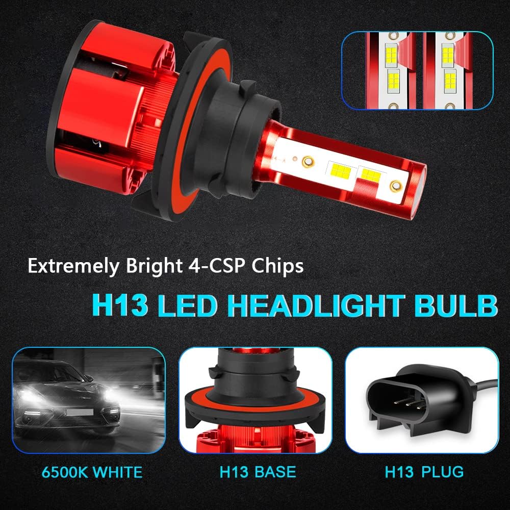 Fit for Jeep Renegade 2015-2021 Led Lights, 500% Brightness 9008/H13 Light Bulbs High&Low Beam+H11 LED Fog Lights，6500K White 36000LM 9008/H13 Led Light Bulb, 4Pcs 9008/H13 H11 Led Bulbs