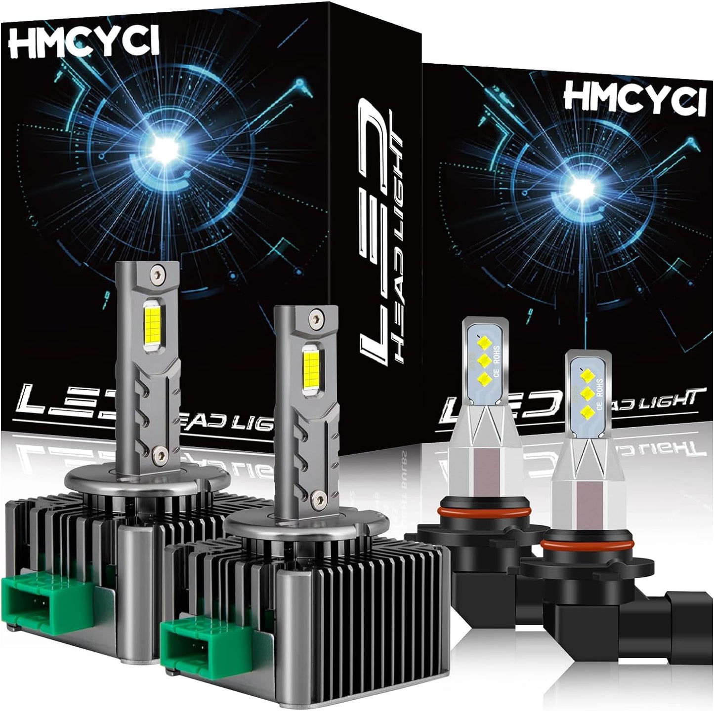 LED Headlight Bulbs Combo Compatible for Ford F150 2015 2016 2017 2018 2019 2020 2021 2022 2023, 9005 H11 High Low Beam + 9140/9145 Fog Lights, 6000K White, Plug and Play, Pack of 6
