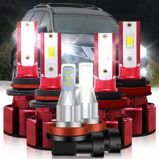 Fit (2013-2016) for PATHFINDER LED Headlight Bulbs,9005/HB3 High Beam+H11/H9 Low Beam+H11/H8/H16 Fog Light Led Headlight Bulbs 500% Brightness 38000LM 6500K Cool White 6PCS