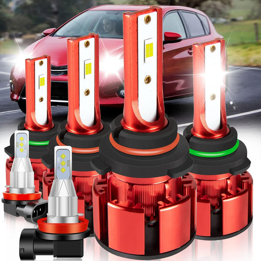Fit for TOYOTA COROLLA 2009-2015 Led Lights, 500% Brightness 9005 9006 Light Bulbs High&Low Beam+H11 LED Fog Lights，6500K White 36000LM 9005 9006 Led Light Bulb, 6Pcs 9005 9006 H11 Led Bulbs