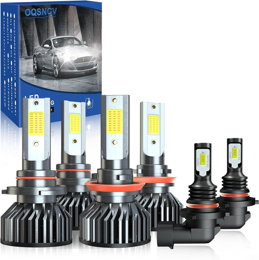 Fit For DODGE RAM 1500 2500 3500 2009-2012 4-Headlamps LED Bulbs, 9005+H11 High/Low Beam+9145 Led Fog Light Bulbs, 60W 28000LM 6000K White Super Bright, Pack of 6