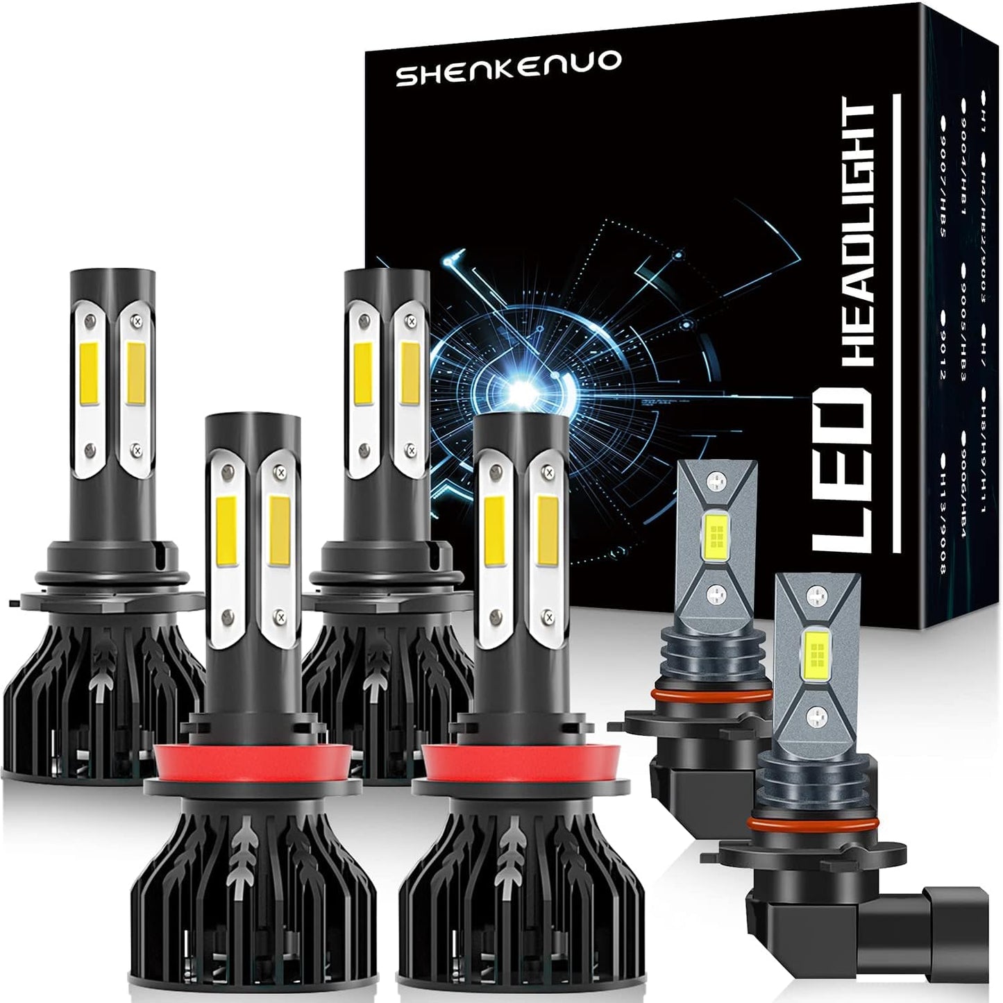 SHENKENUO Fit For DODGE RAM 1500 2500 3500 Without Projector(2013-2018) 9005+H11 High/Low Beam LED Bulbs + 9145/9006 LED Fog Light Bulbs,Pack of 6