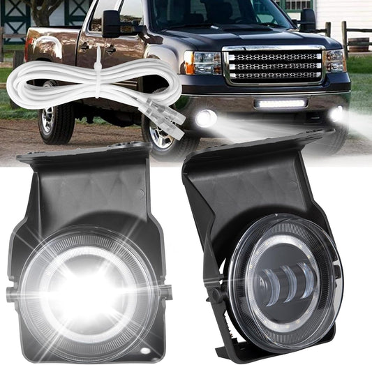 LED Fog Light with DRL Compatible for 2003-2006 GMC Sierra 1500 2500HD 3500HD Heavy Duty Pickup Bumper Fog Lights Lamps