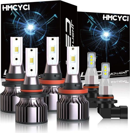 LED Headlight Bulbs Combo Compatible for Ford F150 2015 2016 2017 2018 2019 2020 2021 2022 2023, 9005 H11 High Low Beam + 9140/9145 Fog Lights, 6000K White, Plug and Play, Pack of 6