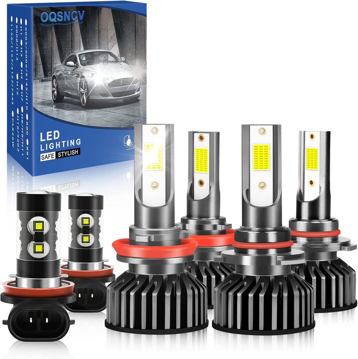 Fit For DODGE RAM 1500 2500 3500 2009-2012 4-Headlamps LED Bulbs, 9005+H11 High/Low Beam+9145 Led Fog Light Bulbs, 60W 28000LM 6000K White Super Bright, Pack of 6
