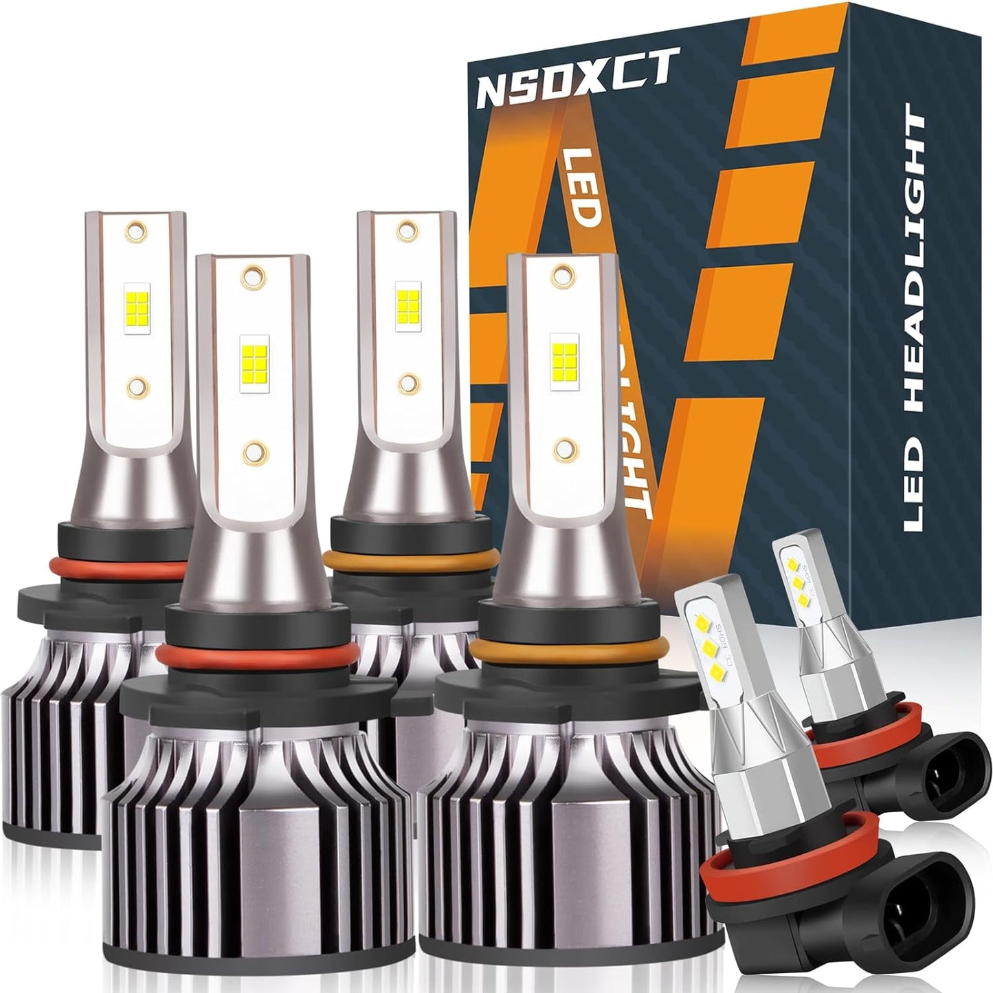 Fit for Jeep Grand Cherokee (2017-2021) H11 High Beam+H11 Low Beam LED Headlight Bulbs + H11 LED Fog Light Bulbs, 1:1 Mini Size Led Bulbs 6500K Cool White Plug and Play, 6PCS