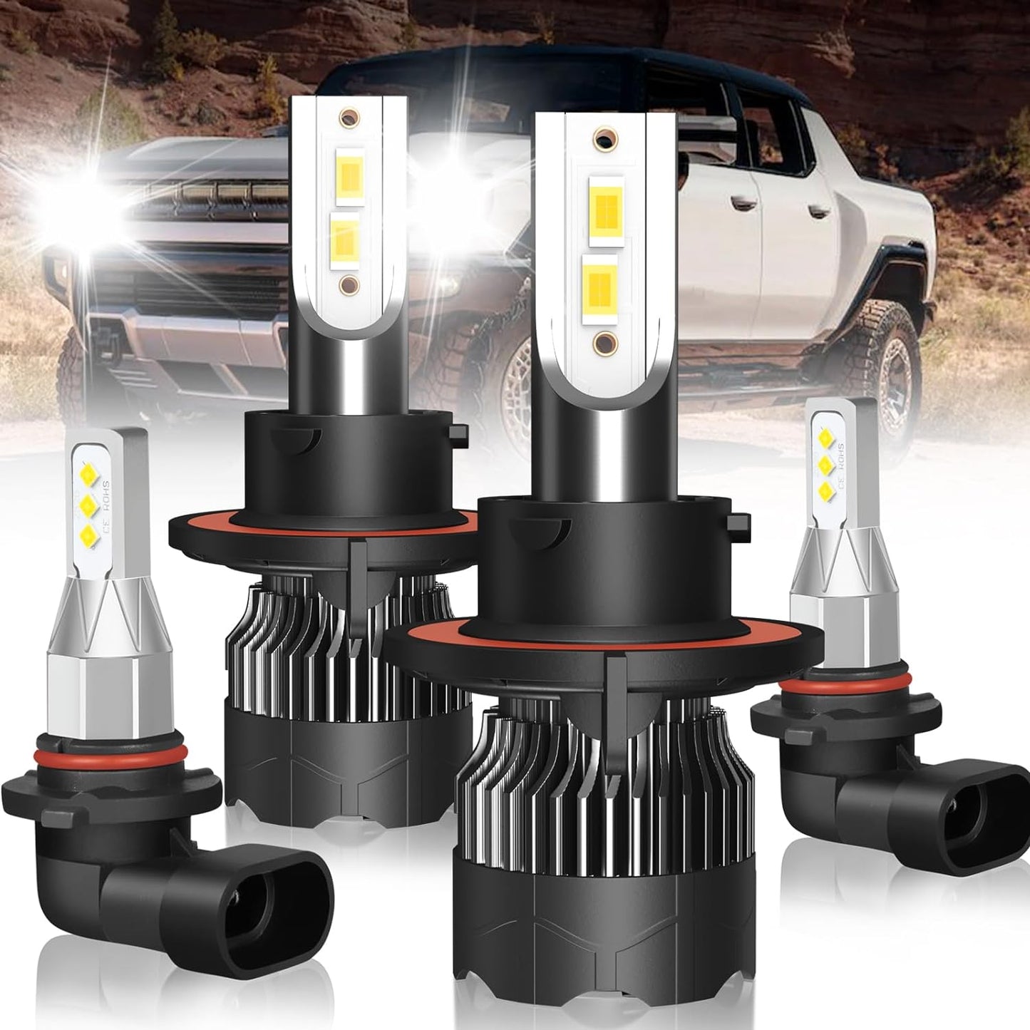 Fit For Lexus ES350 2007 2008 2009 Led Headlight Bulbs, 9005 High Beam+H7 Low Beam Led Bulbs+9006 LED Fog Light Bulbs Kit 36000LM 500% Brightness 6000K Cool White Headlight Bulbs, 6PCS