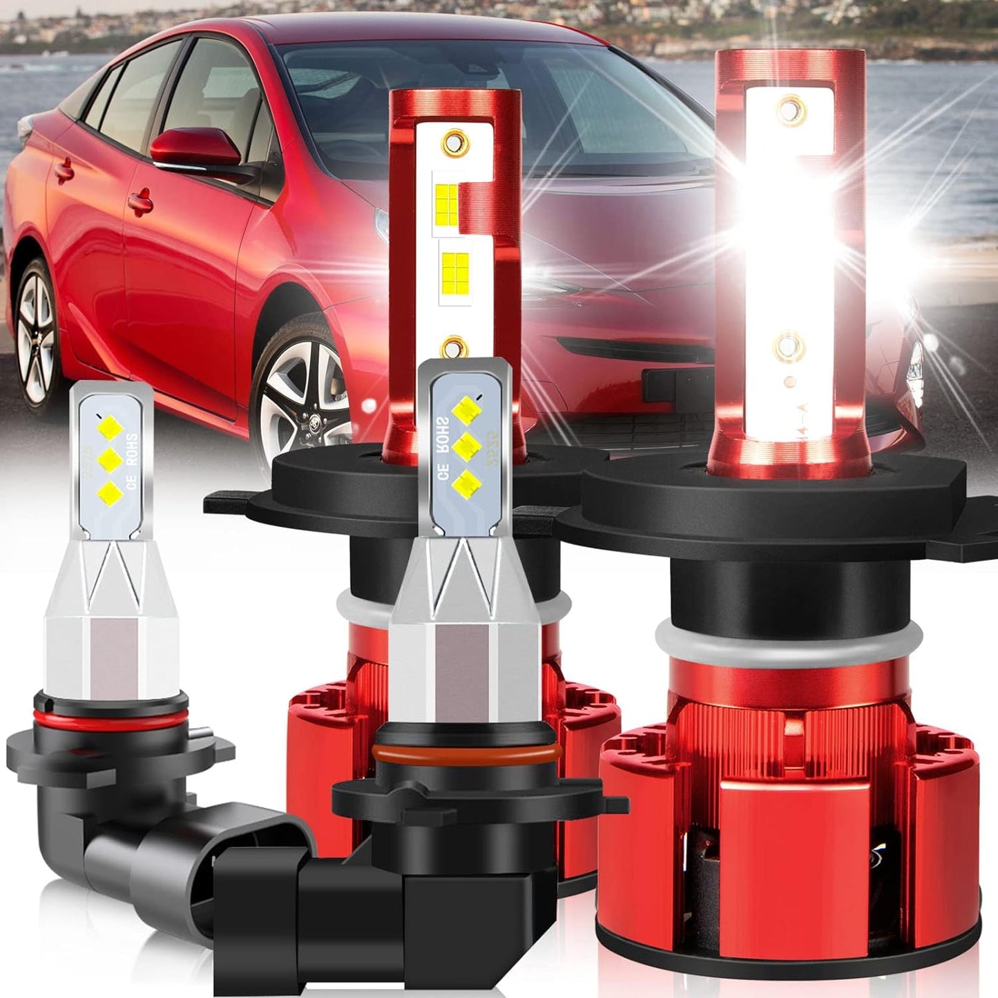 Fit for TOYOTA COROLLA 2009-2015 Led Lights, 500% Brightness 9005 9006 Light Bulbs High&Low Beam+H11 LED Fog Lights，6500K White 36000LM 9005 9006 Led Light Bulb, 6Pcs 9005 9006 H11 Led Bulbs
