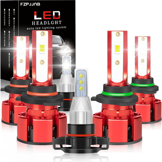 Fit for Dodge Journey(2010-2019) LED Headlight Bulbs 9005 High Beam + 9006 Low Beam + 2504 LED Fog Lights LED Headlamps Combo, 6000K Cool White, Plug-n-Play Halogen Replacement Kits, 6 PCS