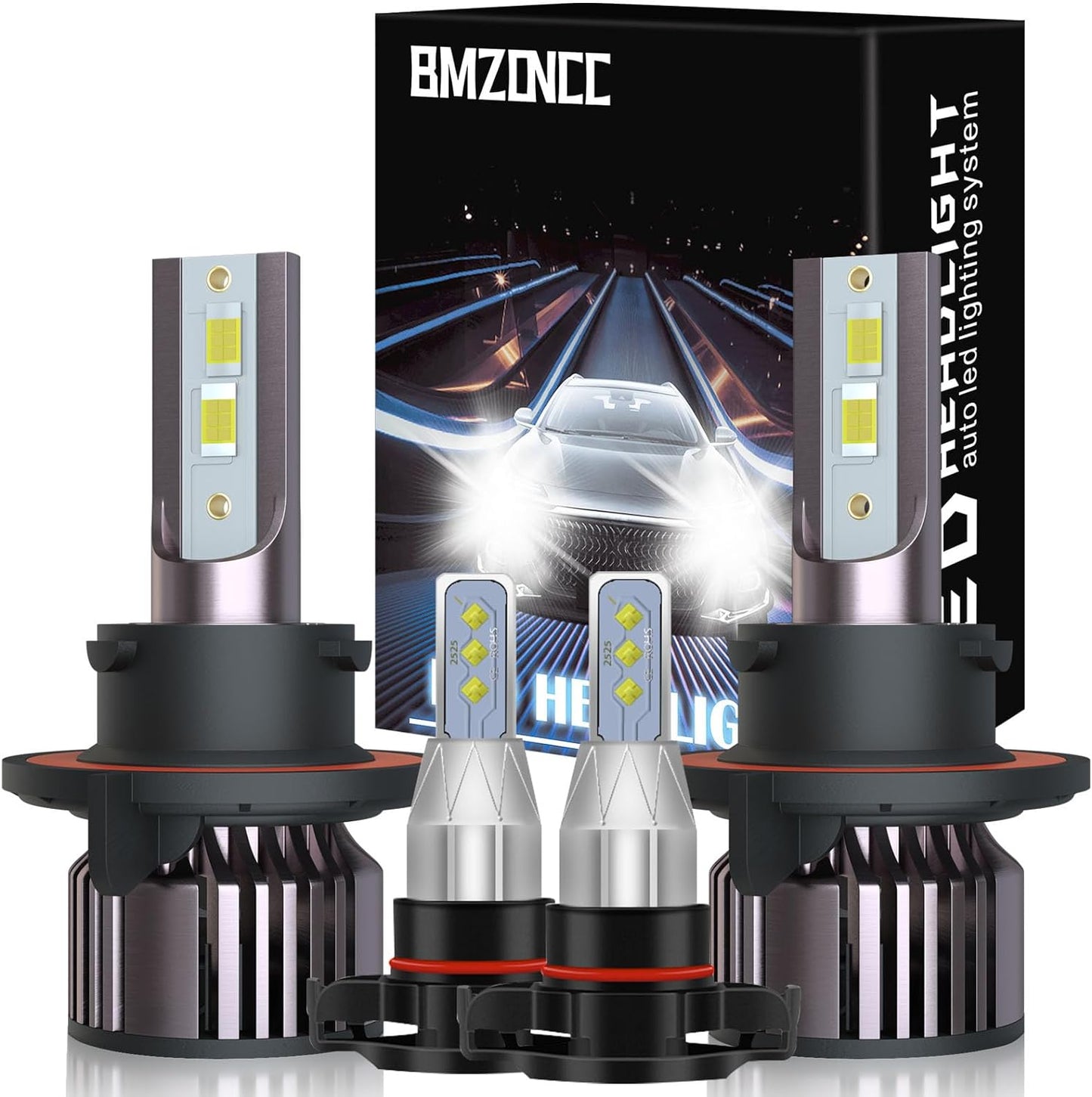 Fit For GMC Yukon XL (2007-2014) LED Bulbs, H13 High/Low Beam Led Bulbs+5202 Led Fog Light Bulbs With 6000K Cool White, IP68 Waterproof Plug and Play, 4PCS