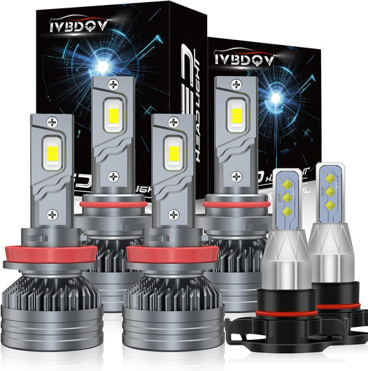 Fit 2007-2015 for CHEVROLET CHEVY SILVERADO 1500 LED Headlight Bulbs,9005/HB3 High Beam+H11/H9 Low Beam+5202/H8/H16 fog light Led Bulbs 600% Brightness 200W 30000LM 6500K Cool White 6PCS