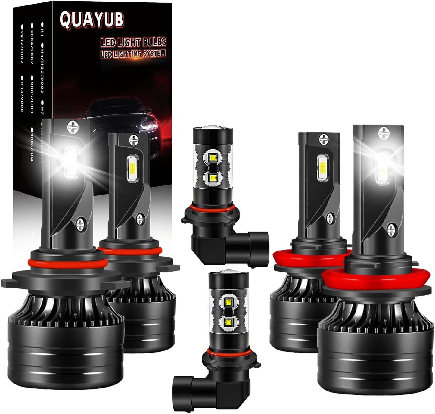 Light Bulbs Fit for Nissan Maxima(2009-2014), 9005/HB3 High Beam+H11 Low Beam+H11 Fog Light Bulbs, 300% Brightness 11000LM 6000K Cool White, Pack of 6