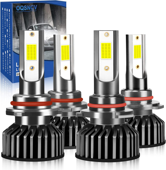 Fit for Jeep Grand Cherokee 1999-2010 LED Headlight Bulbs,9005 High Beam and 9006 Low Beam LED Headlight Bulb Kit, 60W 28000LM 6000K White Super Bright, Plug and Play, Pack of 4