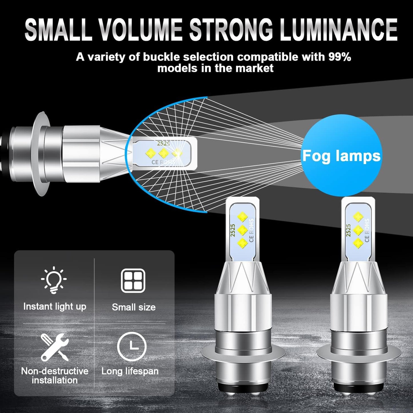 H6M LED bulb High beam LED Motorcycle headlight Plug and Play 2-piece set For Yamaha Raptor 125 250 350 660R 700 700R YFM660R LED Headlight bulbs