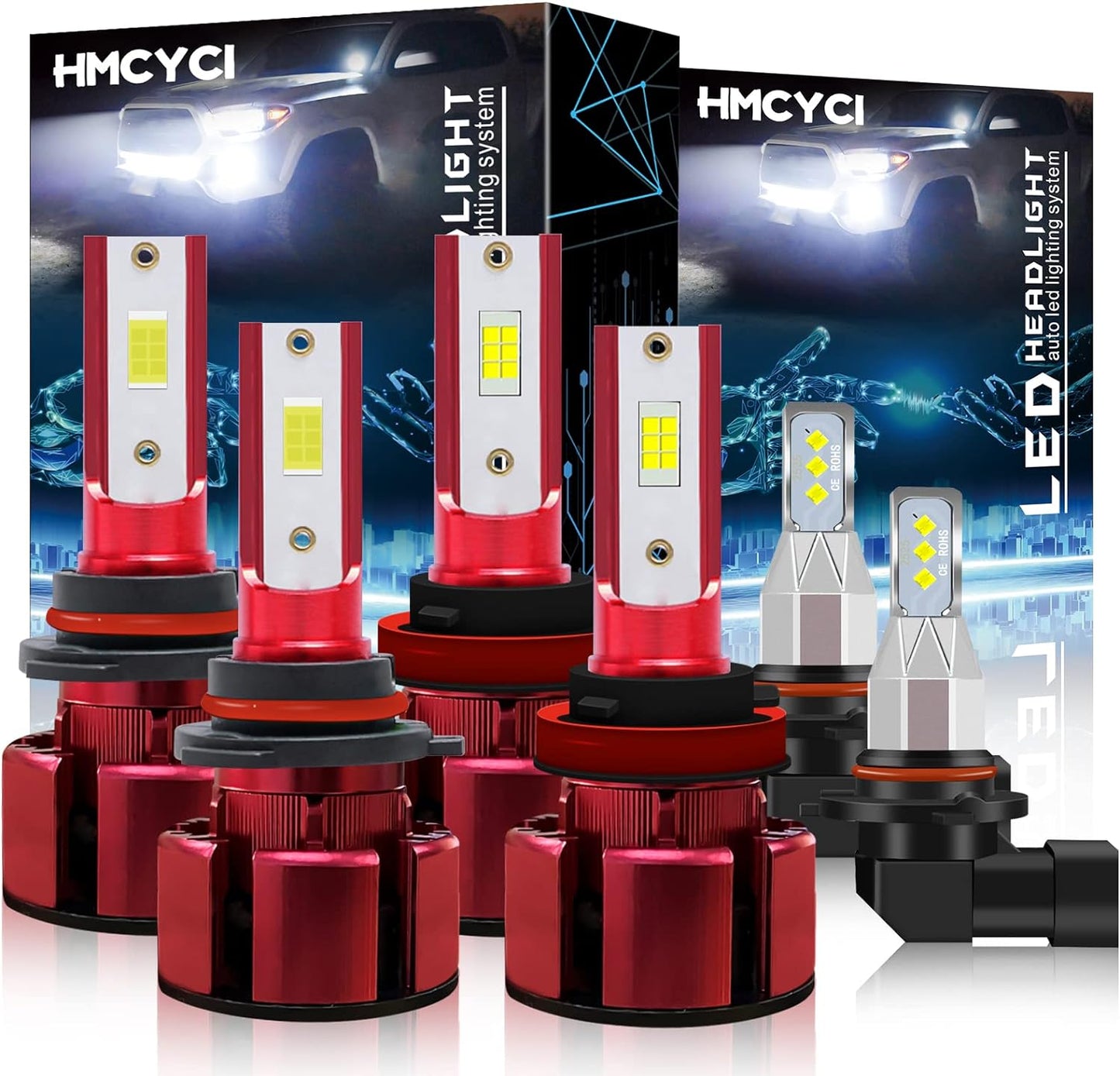 Fit for Dodge RAM 1500 2500 3500 4500 4-Headlamps (2009-2018) LED Headlight Bulbs,9005+H11 High/Low Beam LED Headlight Bulbs + 9145 LED Fog Light Bulbs,Pack of 6