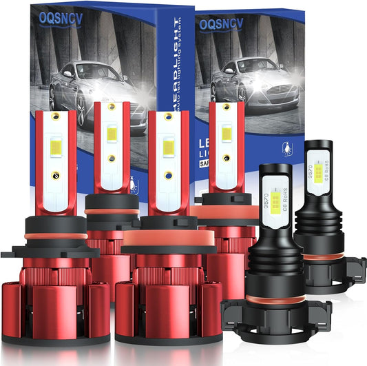 LED Headlight Bulbs Compatible for CHEVY SILVERADO 1500 2500 3500 HD 2007-2015 LED Bulbs, 9005 High Beam+H11 Low Beam LED Bulbs + 5202 LED Fog Light Bulbs, 6000K White Super Bright, Pack of 6