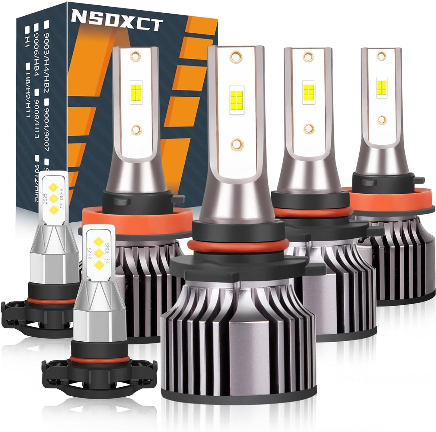 Fit for Jeep Grand Cherokee (2017-2021) H11 High Beam+H11 Low Beam LED Headlight Bulbs + H11 LED Fog Light Bulbs, 1:1 Mini Size Led Bulbs 6500K Cool White Plug and Play, 6PCS