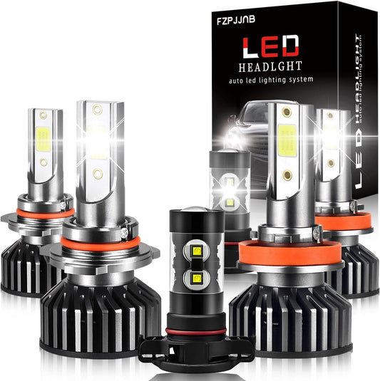 Fit for Dodge Durango 2011-2013 LED Headlight Bulbs, 300% Brightness 9005+H11 High/Low Beam+2504/PSX24W LED Fog Light Bulbs Combo, 6000K Cool White LED Headlamps Replacements, Pack of 6