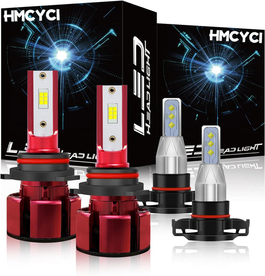 Fit For GMC sierra 1500 2500 3500 (2014-2015) LED Headlight Bulbs,9012 High/Low Beam + 5202/ fog Light LED Bulbs,Super Bright 6500k Cool White, Plug and PlayPack of 4