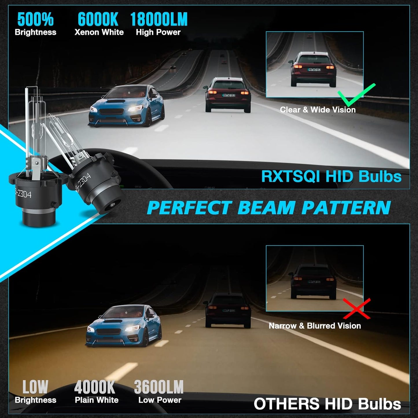 Fit For Acura TSX 2009-2014,9005 High Beam+D2S Hid Headlight Bulbs+H11 Fog Bulbs,6000K Pure White 20000LM Upgrade Automotive Light,Plug N Play,6PCS