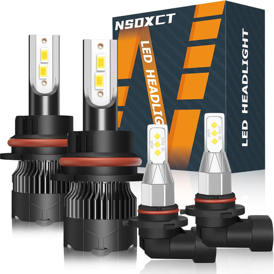 9007 LED Headlight Bulbs Fit For Ford Expedition 1999 2000 2001 2002, 500% Brightness 6000K Cool White Plug and Play 2 PCS 9007 High/Low Beam Led Bulbs + 2 PCS 9145 Led Fog Light Bulbs