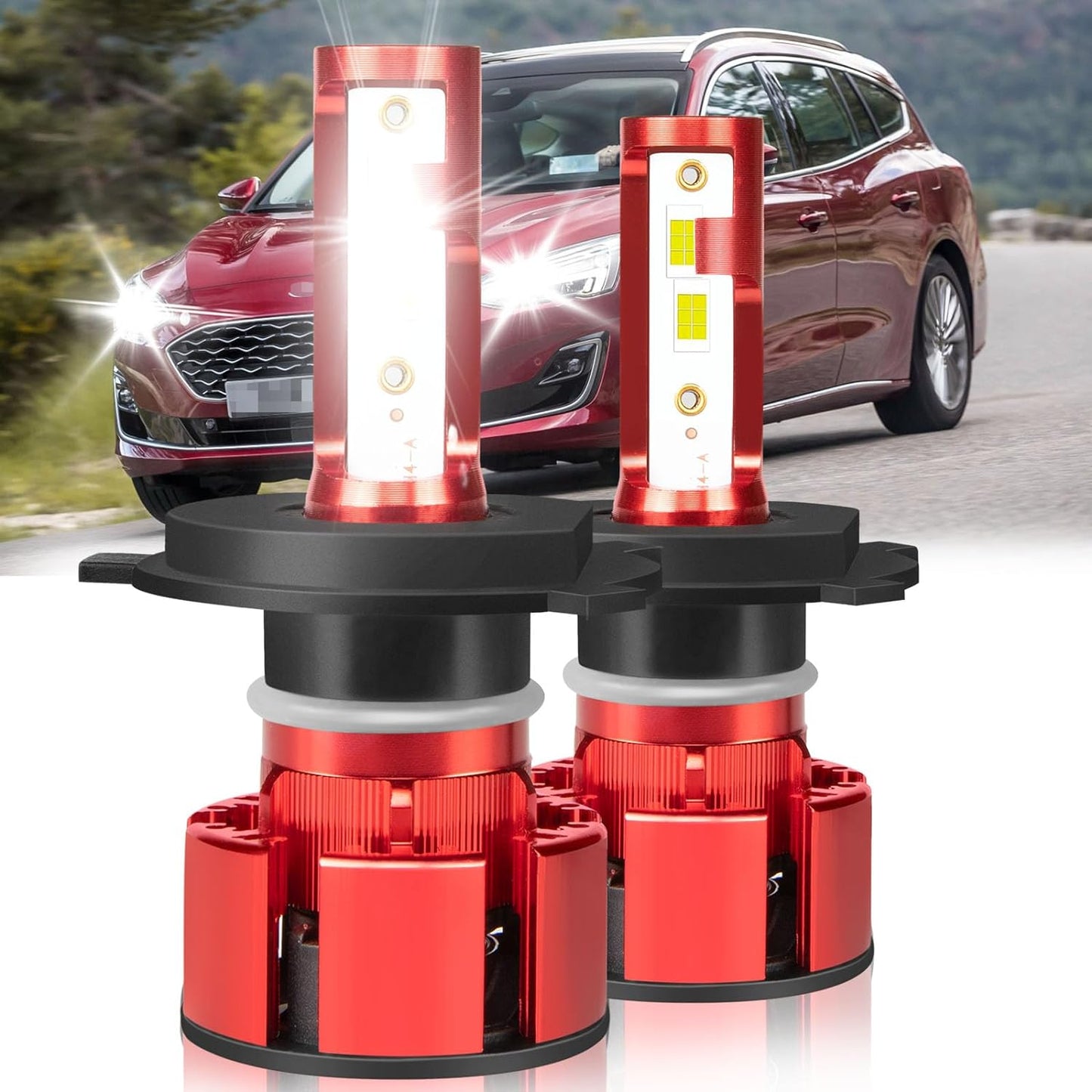 Fit For Ford Focus 2000-2004 Led Headlights, H4/9003 led Headlight Bulbs High Low Beam, 6500K White 36000LM 500% Surper Bright H4/9003 Led Bulbs, 2 PCS