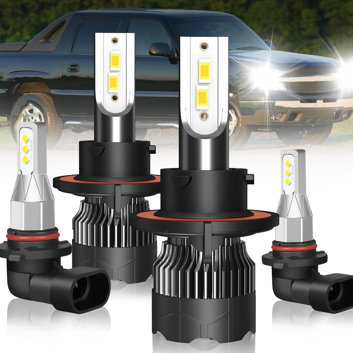 Fit for Jeep Grand Cherokee (2017-2021) H11 High Beam+H11 Low Beam LED Headlight Bulbs + H11 LED Fog Light Bulbs, 1:1 Mini Size Led Bulbs 6500K Cool White Plug and Play, 6PCS