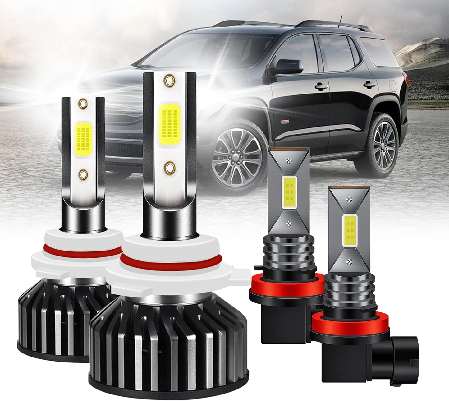 Light Bulbs Fit for Nissan Maxima(2009-2014), 9005/HB3 High Beam+H11 Low Beam+H11 Fog Light Bulbs, 300% Brightness 11000LM 6000K Cool White, Pack of 6