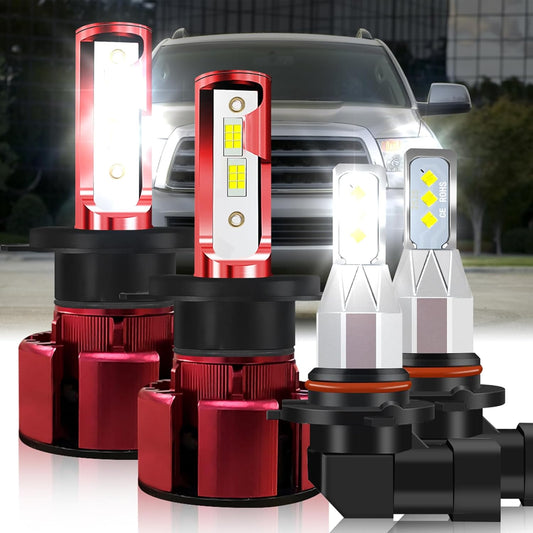 Fit (2001-2007) for TOYOTA SEQUOIA Headlight Bulbs,9003/H4 High Low Dual Beam+9006/9005/9145 Fog Light Headlight Bulbs 500% Brightness 38000LM 6500K Cool White 4PCS