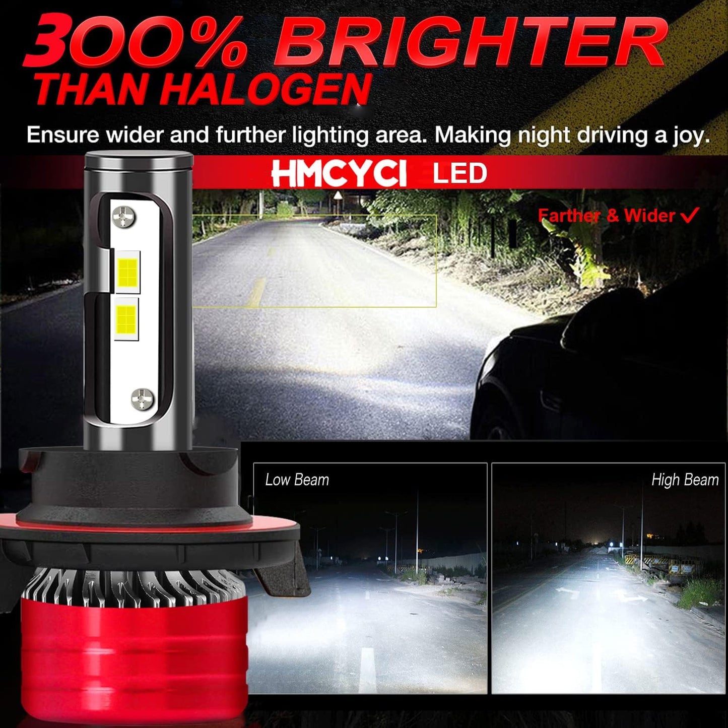For GMC Yukon 2007-2014 LED Headlight Bulbs 9008/H13 High/Low Beam + 5202 Fog Light Bulbs, Super Bright 6500K Cool White IP68 Waterproof, Pack of 4