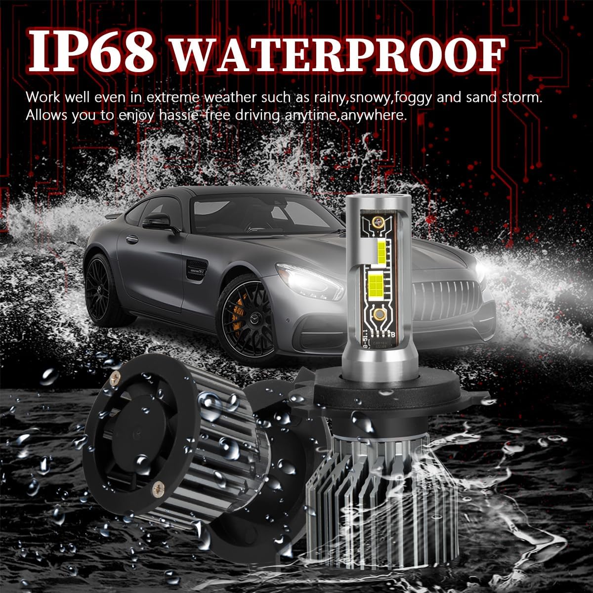 LED Headlight Bulbs Fit For Toyota Tundra 2000-2006 Combo H4/9003 High Low Dual Beam LED Headlight + 9006 LED Fog Light Bulbs Kit,4pcs led bulbs