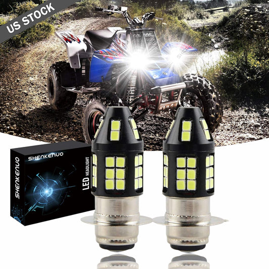 SHENKENUO H6 6000K Led Headlight Bulbs for Honda Sportrax TRX400EX 1999-2008 Kawasaki BAYOU 300 PRAIRIE 300 360 400 Suzuki Eiger 400 Vinson 500 Yamaha GRIZZLY 350 400 600, 2 PCS LED Light Bulbs