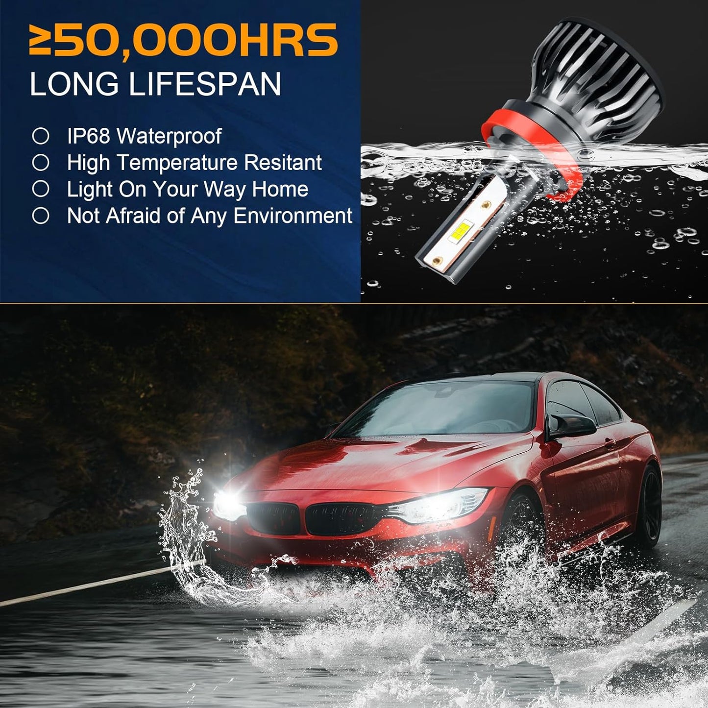 Fit for Jeep Grand Cherokee 2017-2021 Headlight Bulbs,Upgraded H11 High Beam+H11 Low Beam+H11 Fog Bulbs,6000K Cool White 38000LM 130W,Farther & Clearer,6PCS