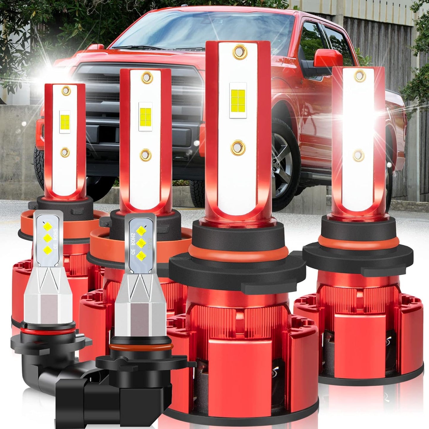 Fit for TOYOTA COROLLA 2009-2015 Led Lights, 500% Brightness 9005 9006 Light Bulbs High&Low Beam+H11 LED Fog Lights，6500K White 36000LM 9005 9006 Led Light Bulb, 6Pcs 9005 9006 H11 Led Bulbs