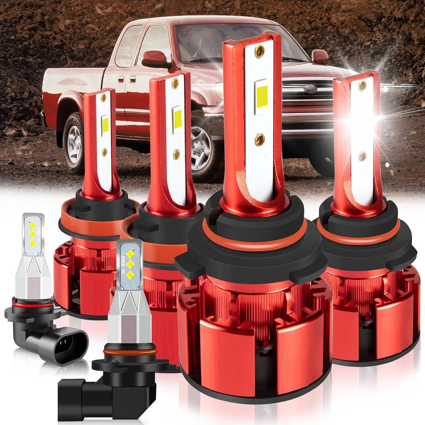 For Jeep Renegade 2015-2021 Led Lights, 9008/H13 Light Bulbs High&Low Beam+H11 LED Fog Lights，6500K White 500% Super Bright 1:1 Size 9008/H13 Led Light Bulb, 4Pcs 9008/H13 H11 Led Bulbs