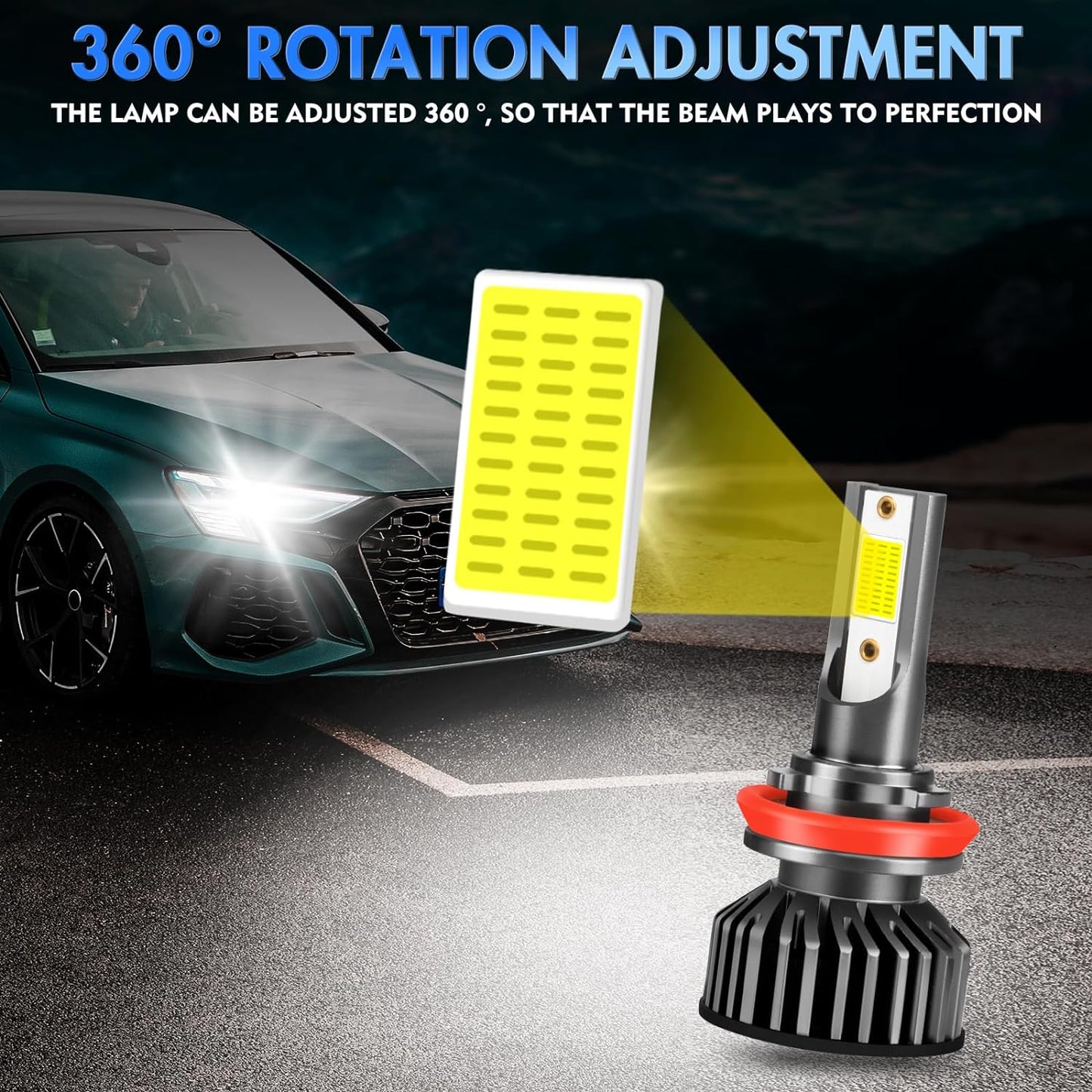 Fit For ford fusion 2019-2020 LED Headlight Bulbs, H9 High Beam and H11 Low Beam LED Headlight Bulb Kit, 60W 28000LM 6000K White Super Bright, Plug and Play, Pack of 4