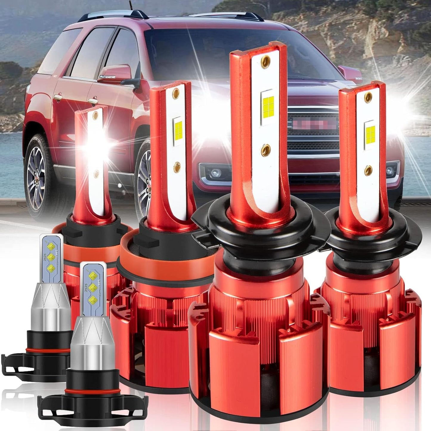 Fit for Ford Expedition 2007-2014 Led Lights, 500% Brightness H13 Light Bulbs High&Low Beam+9145 LED Fog Lights，6500K White 36000LM H13 9145 Led Light Bulb, 4Pcs H13 9145 Led Bulbs