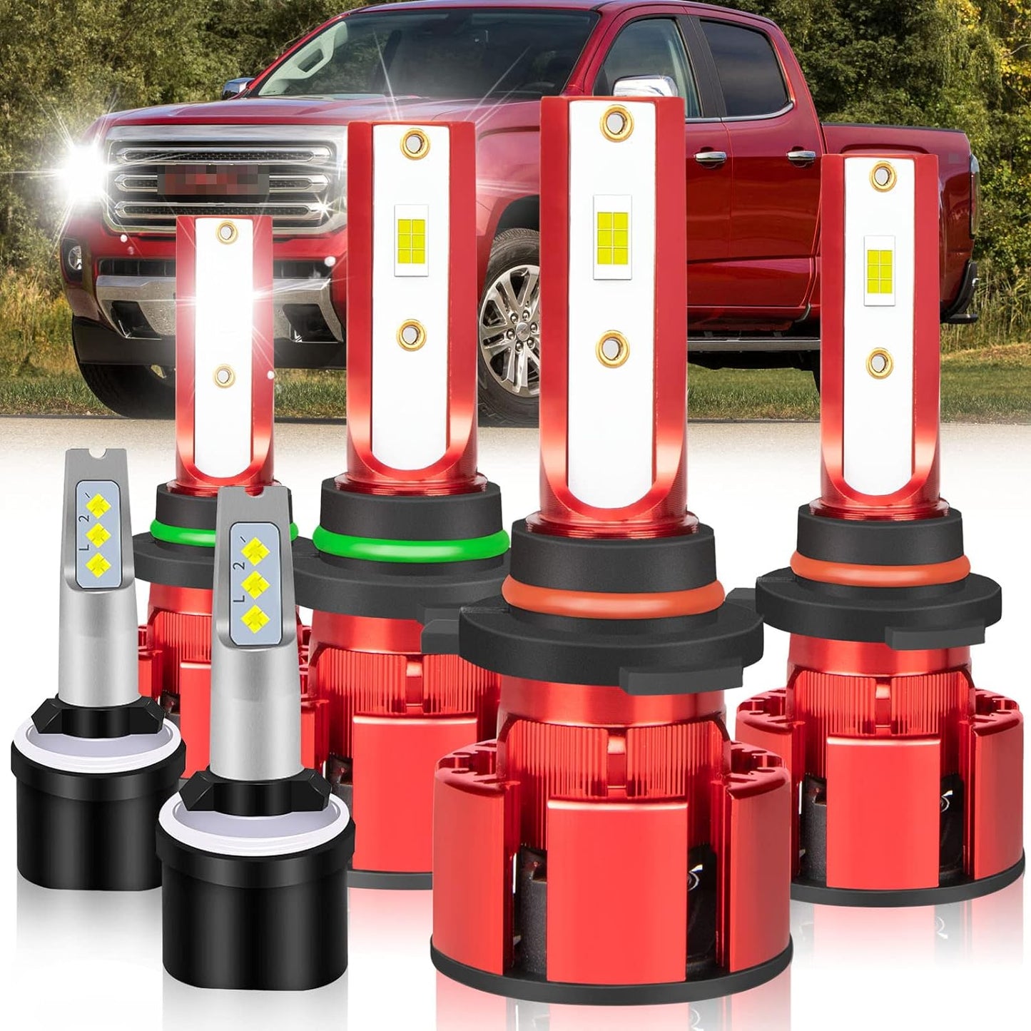 For Jeep Renegade 2015-2021 Led Lights, 9008/H13 Light Bulbs High&Low Beam+H11 LED Fog Lights，6500K White 500% Super Bright 1:1 Size 9008/H13 Led Light Bulb, 4Pcs 9008/H13 H11 Led Bulbs