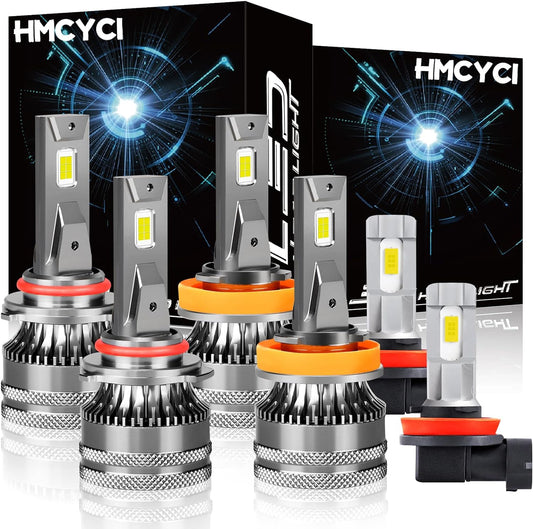 Fit For Honda Accord Coupe (2008-2012) LED Headlight Bulbs, 9005 High Beam + H11 Low Beam + H11 LED Fog Lights,Super Bright 6500k Cool White, Plug and Play, Pack of 6