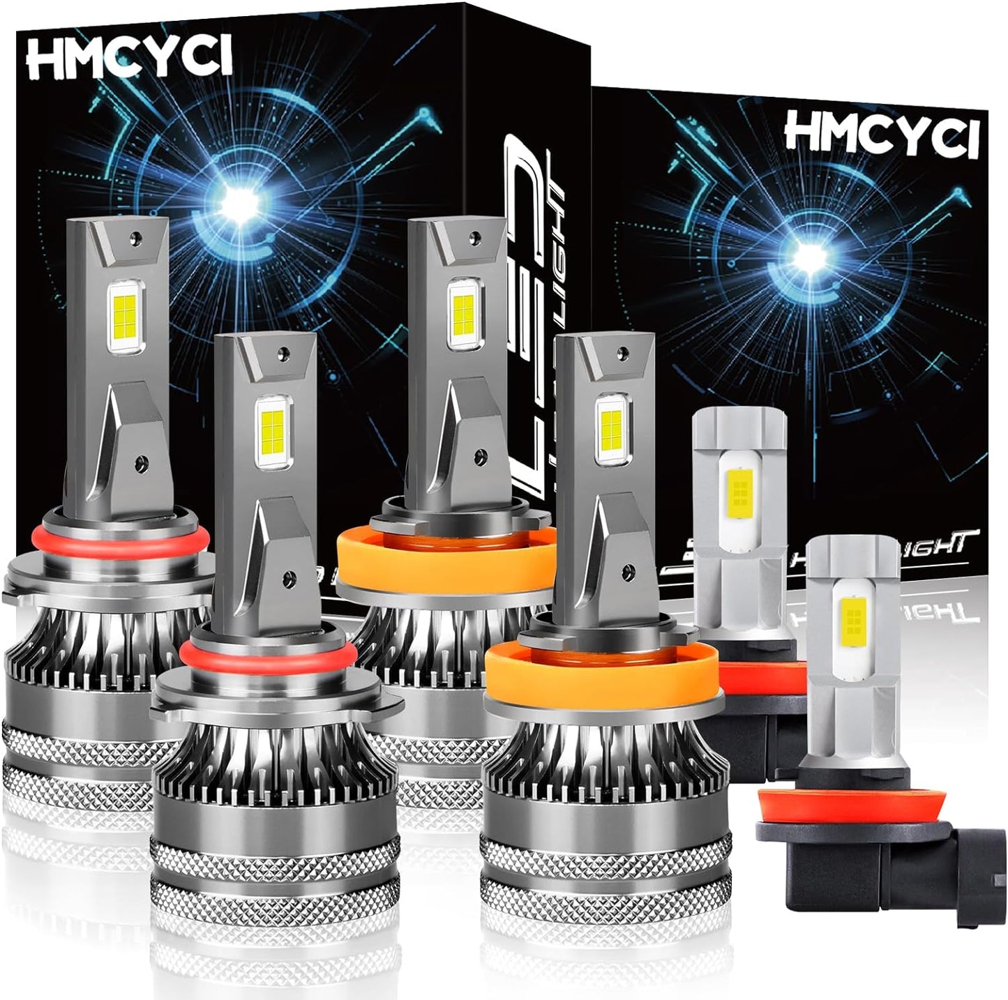 Fit For Honda Accord (2008-2015) LED Headlight Bulbs, 9005 High Beam + H11 Low Beam + H11 LED Fog Lights,Super Bright 6500k Cool White, Plug and Play, Pack of 6