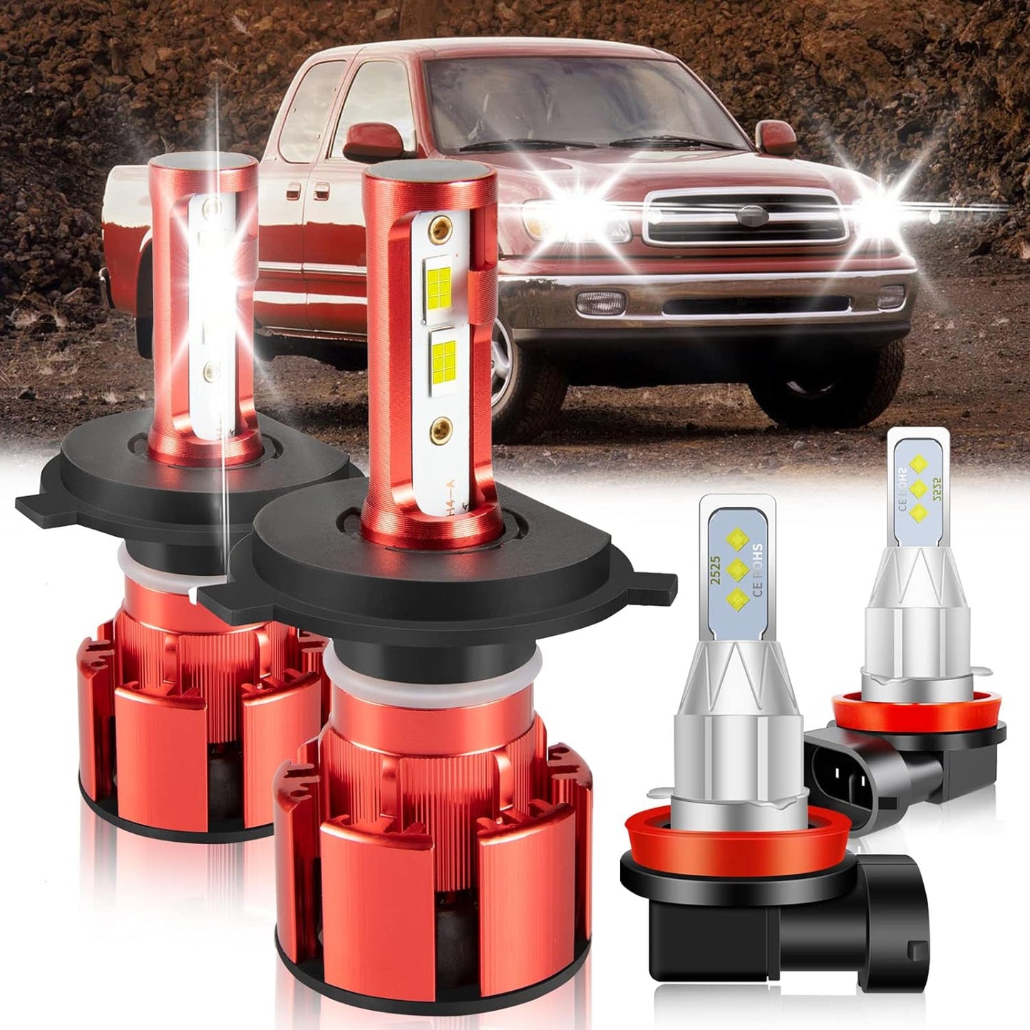 Fit for TOYOTA COROLLA 2009-2015 Led Lights, 500% Brightness 9005 9006 Light Bulbs High&Low Beam+H11 LED Fog Lights，6500K White 36000LM 9005 9006 Led Light Bulb, 6Pcs 9005 9006 H11 Led Bulbs