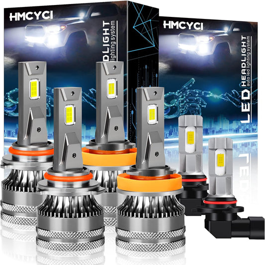 Fit For DODGE RAM 1500 2500 3500 4-Headlamps (2009-2018) - LED Headlights High/Low Beam + Fog Light Bulbs Combo,9005 H11 9145 Super Bright Cool White, Plug and Play, Pack of 6