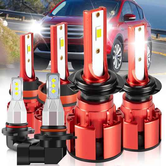 Fit For Ford Escape 2005-2006 LED Headlight Bulbs, H7 H11 LED Headlight Bulbs High&Low Dual Beam+9145 LED Fog Light Bulbs, 36000LM 6500K 500% Super Bright H7 H11 LED Headlights, 6pcs