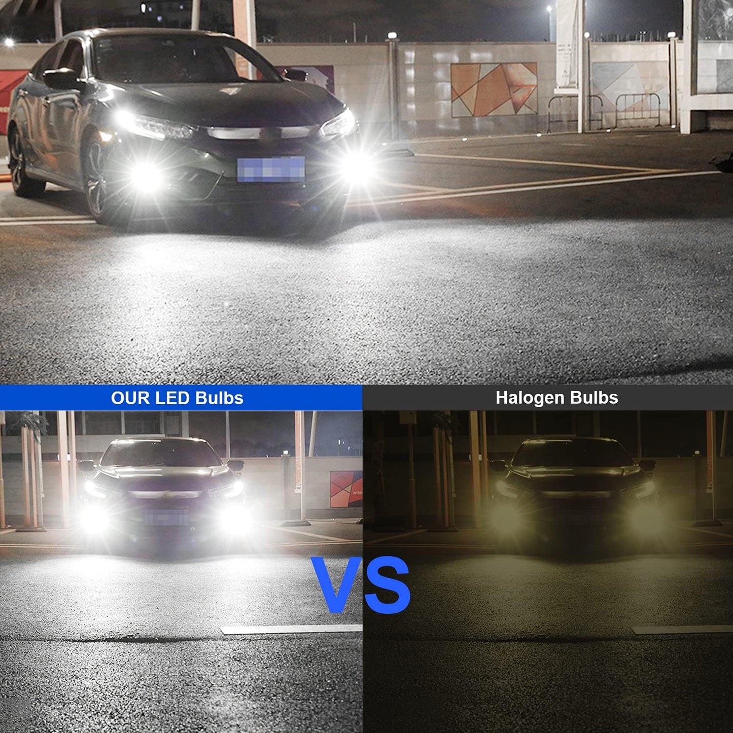 SHENKENUO 9006 HB4 LED Fog Lights Bulbs, 6000K Cool White 4000LM 12 SMD Chips for Cars, Pack Of 2