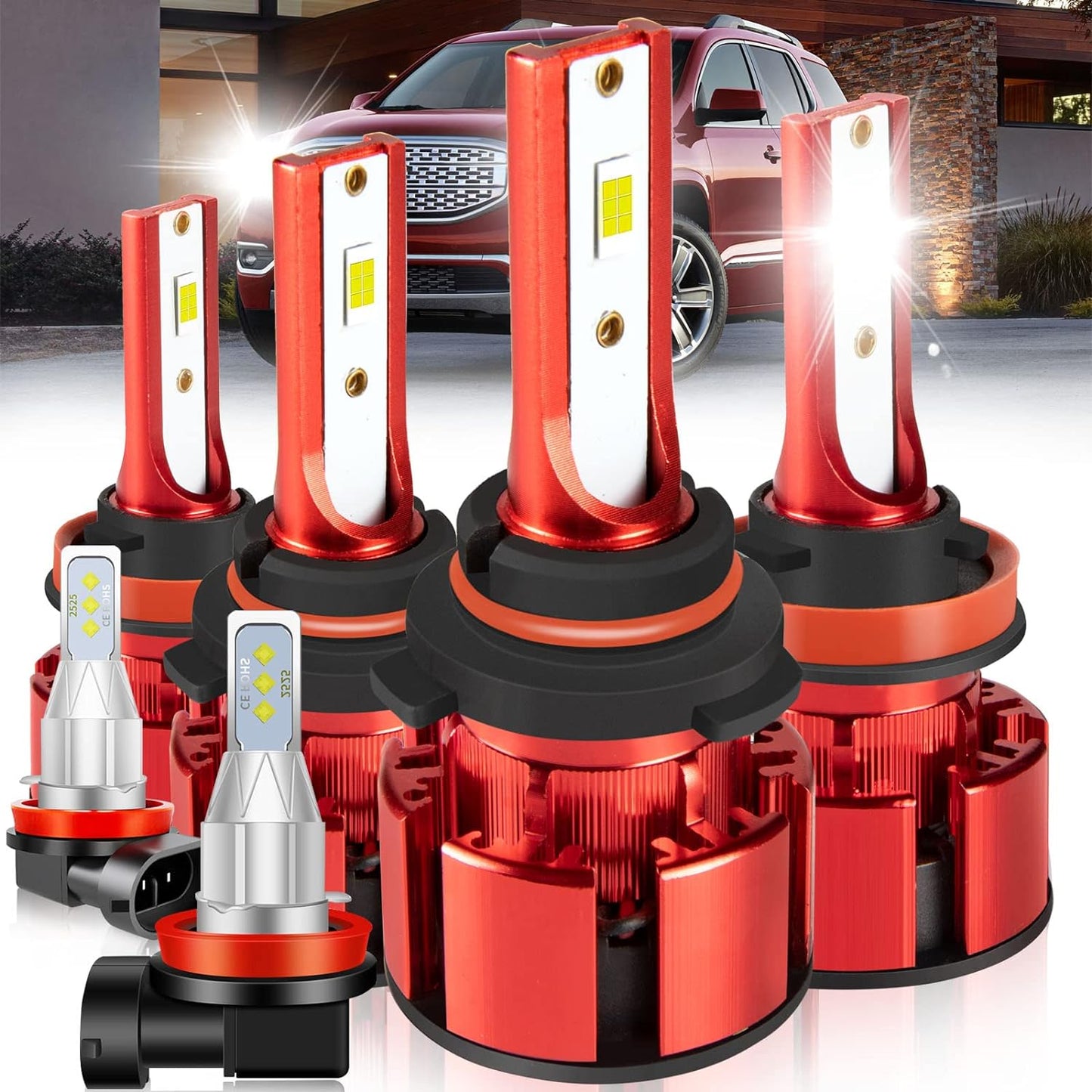 Fit for TOYOTA COROLLA 2009-2015 Led Lights, 500% Brightness 9005 9006 Light Bulbs High&Low Beam+H11 LED Fog Lights，6500K White 36000LM 9005 9006 Led Light Bulb, 6Pcs 9005 9006 H11 Led Bulbs
